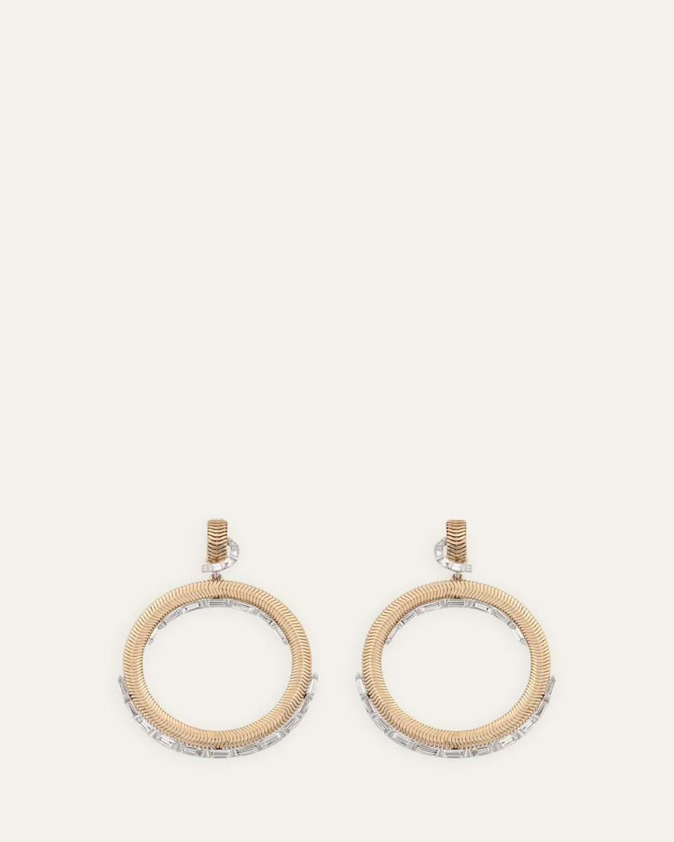 Feelings 18k Diamond-Trim Hoop-Drop Earrings